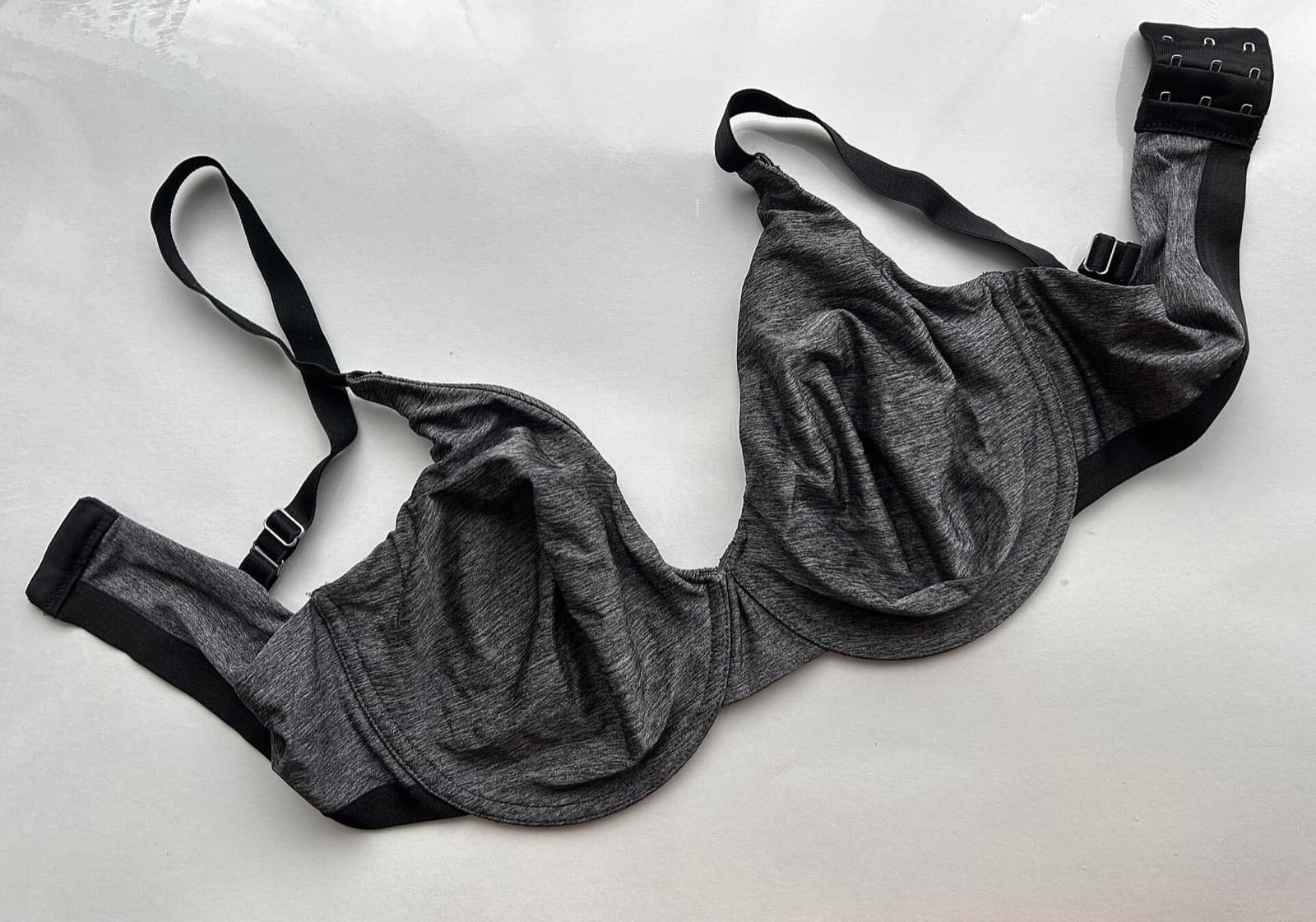 Heather-grey everyday underwire bra laid flat